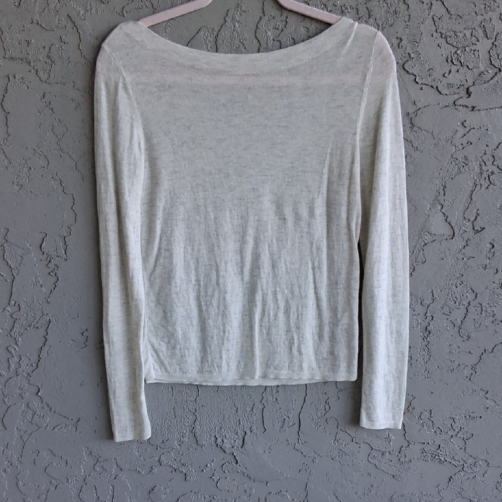 Vince Cream Fitted Long Sleeve Blouse